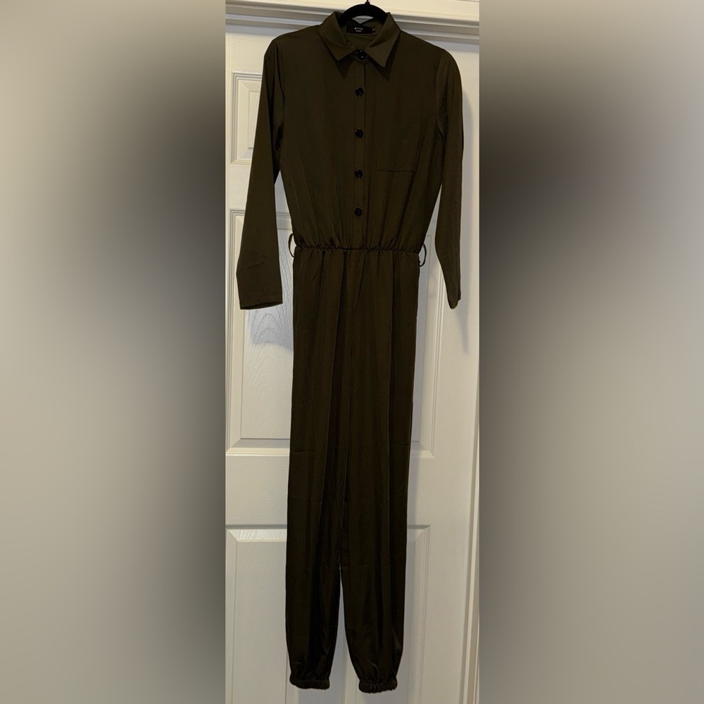 Gritty Soul Me So Army Green Jumpsuit with Elastic Waist